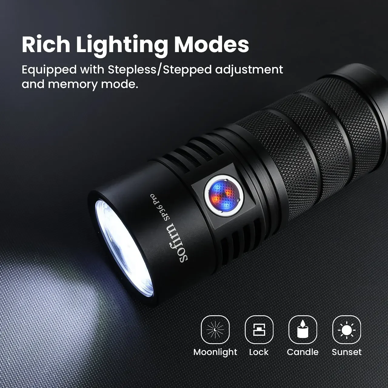 Sofirn SP36 Pro 8000lm Powerful LED Flashlight 4*SST40 USB C Rechargeable 18650 Torch