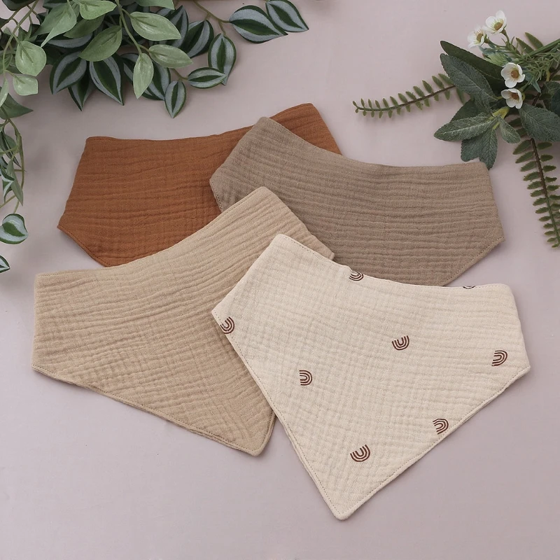 Baby Infant Cotton Bib Newborn Solid Color Triangle Scarf Feeding Saliva Towel Bandana Burp Cloth Boys Girls Gift 3/4/5pcs/Set