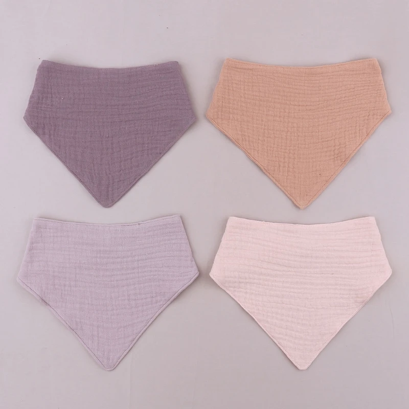 Baby Infant Cotton Bib Newborn Solid Color Triangle Scarf Feeding Saliva Towel Bandana Burp Cloth Boys Girls Gift 3/4/5pcs/Set