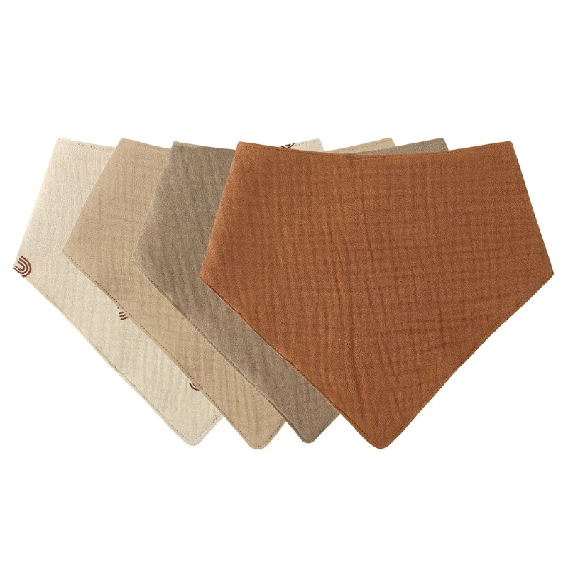 Baby Infant Cotton Bib Newborn Solid Color Triangle Scarf Feeding Saliva Towel Bandana Burp Cloth Boys Girls Gift 3/4/5pcs/Set