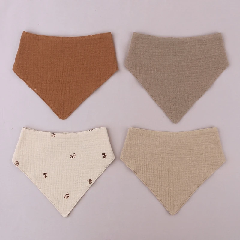 Baby Infant Cotton Bib Newborn Solid Color Triangle Scarf Feeding Saliva Towel Bandana Burp Cloth Boys Girls Gift 3/4/5pcs/Set