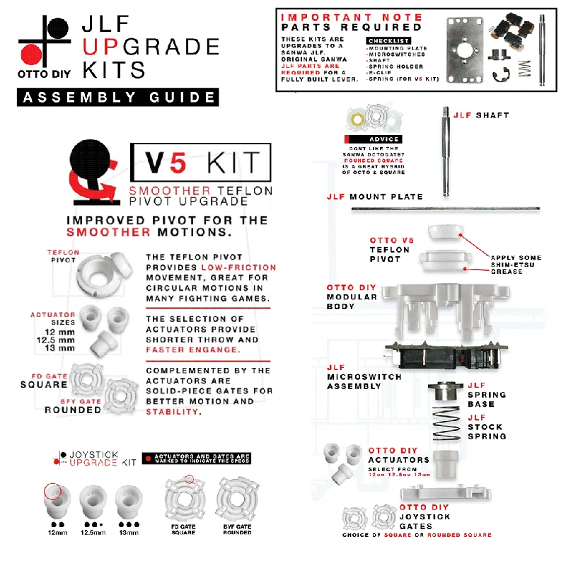 Arcade OTTO DIY V5 Japanese Version Kit for Sanwa JLF and Hori Hayabusa Upgrade Kits for Sanwa JLF-TP-8YT Hayabusa Joystick