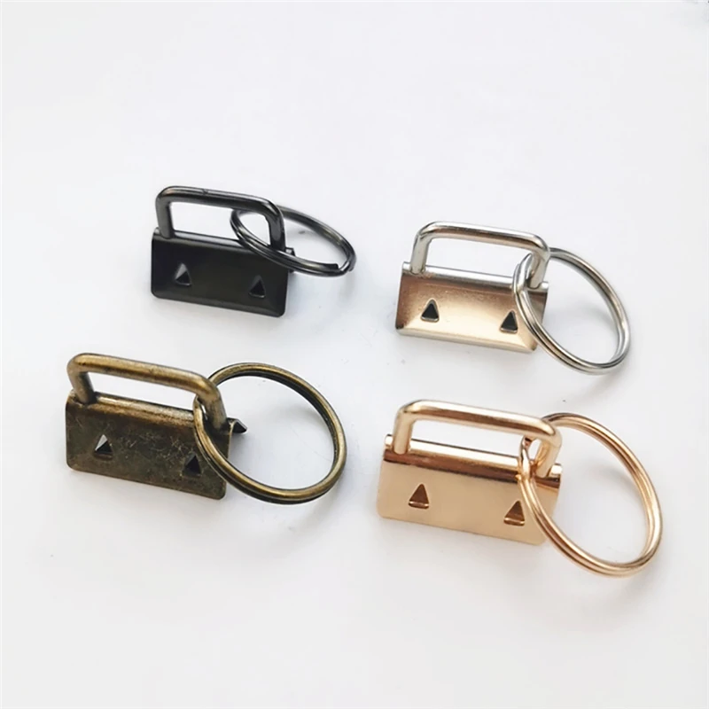 20/40/60PCS Webbing Tail Clip Key Fob Hardware 25mm Keychain Split Ring with Tool Pliers for Wrist Wristlets Cotton Tail Clip