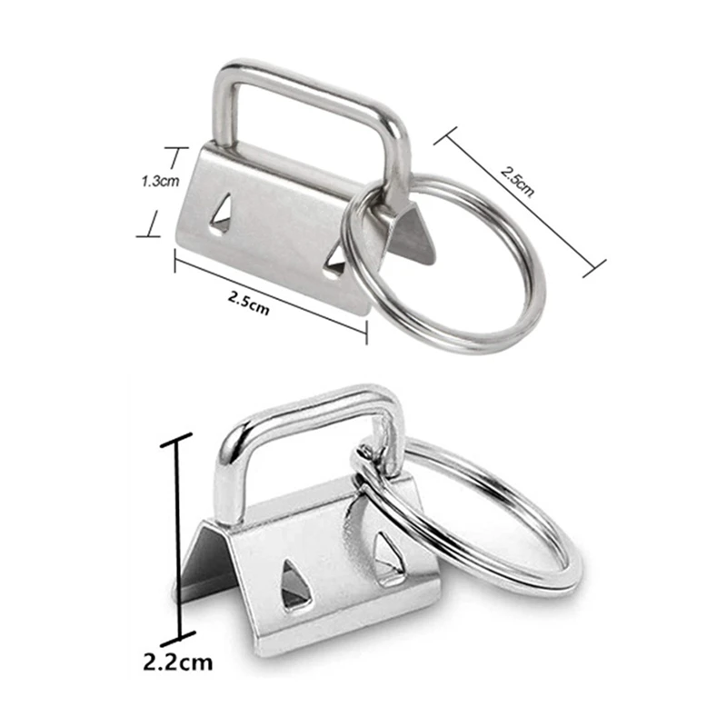 20/40/60PCS Webbing Tail Clip Key Fob Hardware 25mm Keychain Split Ring with Tool Pliers for Wrist Wristlets Cotton Tail Clip