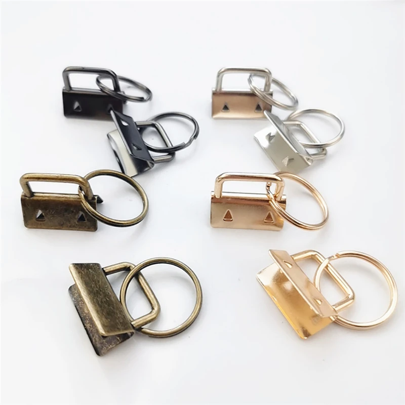20/40/60PCS Webbing Tail Clip Key Fob Hardware 25mm Keychain Split Ring with Tool Pliers for Wrist Wristlets Cotton Tail Clip