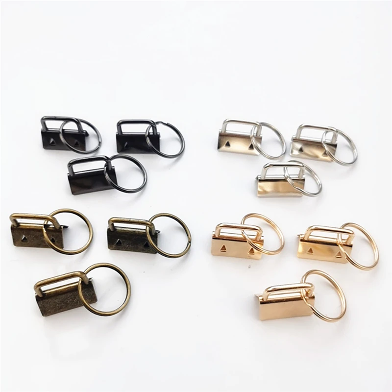 20/40/60PCS Webbing Tail Clip Key Fob Hardware 25mm Keychain Split Ring with Tool Pliers for Wrist Wristlets Cotton Tail Clip
