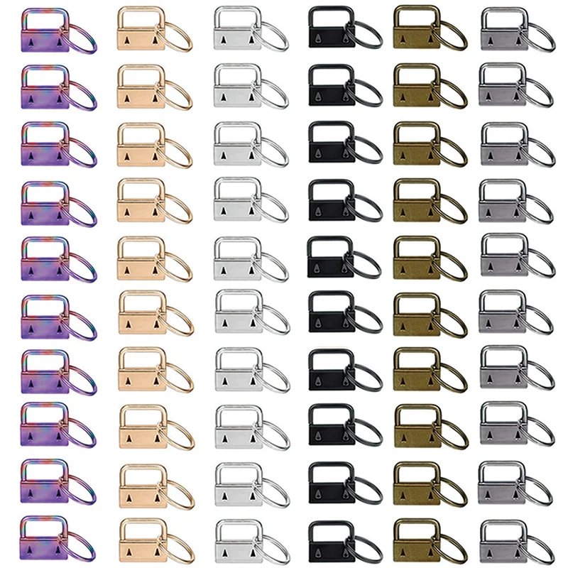 20/40/60PCS Webbing Tail Clip Key Fob Hardware 25mm Keychain Split Ring with Tool Pliers for Wrist Wristlets Cotton Tail Clip