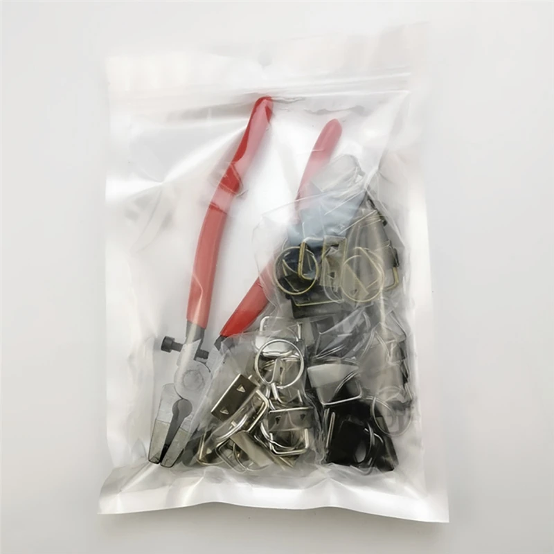 20/40/60PCS Webbing Tail Clip Key Fob Hardware 25mm Keychain Split Ring with Tool Pliers for Wrist Wristlets Cotton Tail Clip