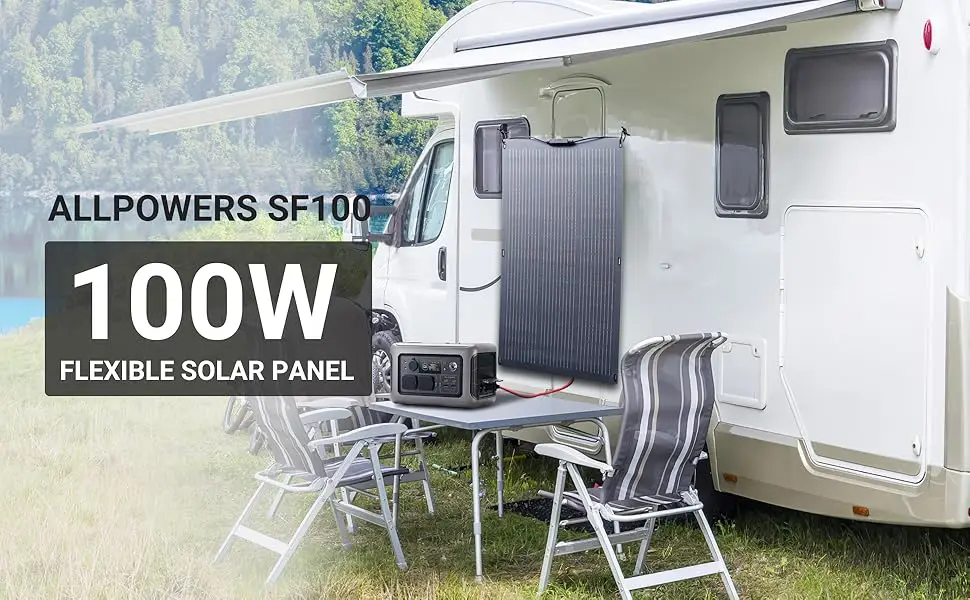 ALLPOWERS 100W / 200W Flexible Solarpanel Portable Mobile Solar Charger Solar Cell Photovoltaic Black with IP68 for Balcony Camp