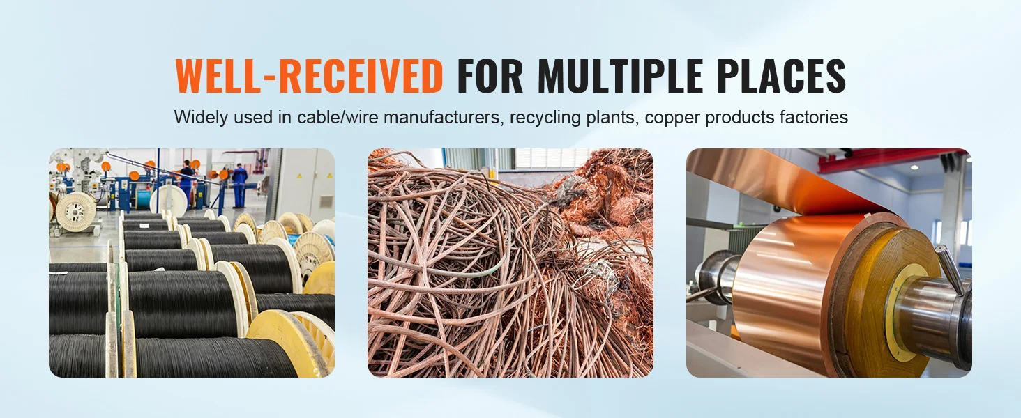 SucceBuy Electric Wire Stripping Machine 1.5-25mm Cable Stripper 180W 60ft/min 3 Feeding Holes Wire Peeler Scrap Copper Recycle