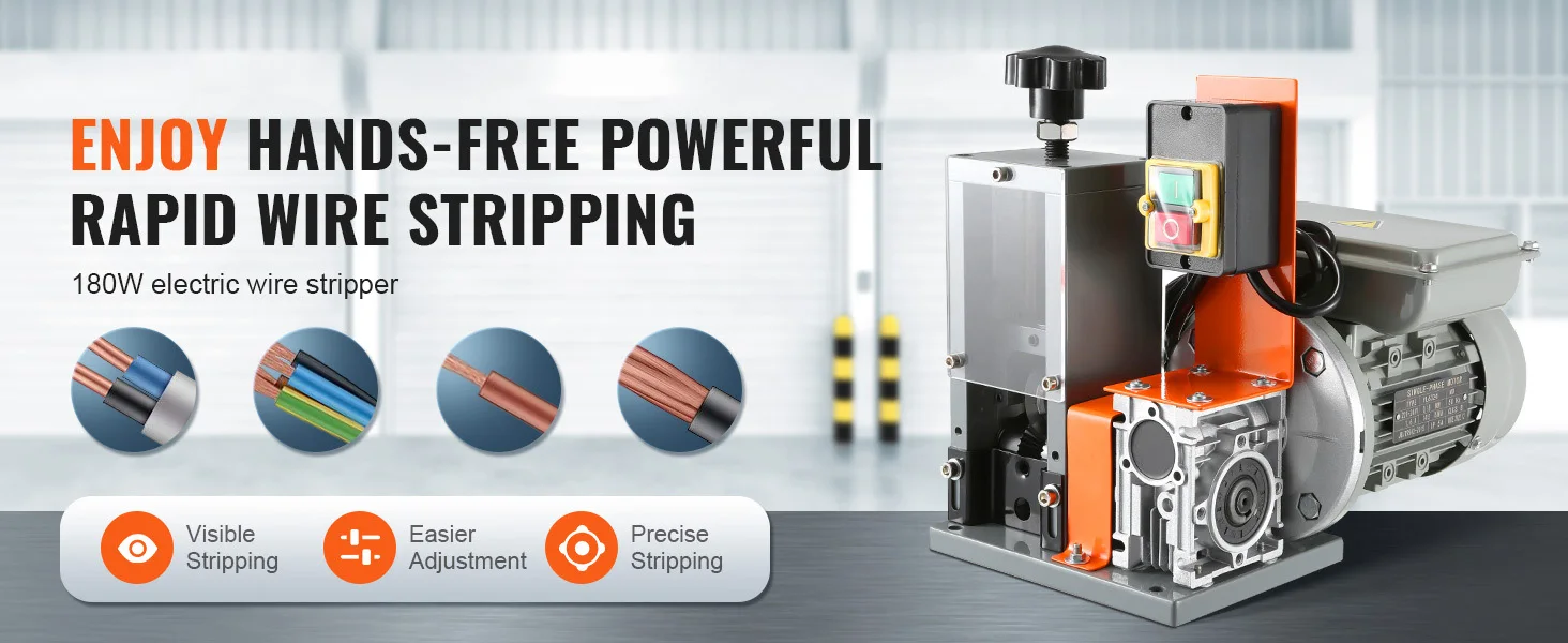SucceBuy Electric Wire Stripping Machine 1.5-25mm Cable Stripper 180W 60ft/min 3 Feeding Holes Wire Peeler Scrap Copper Recycle