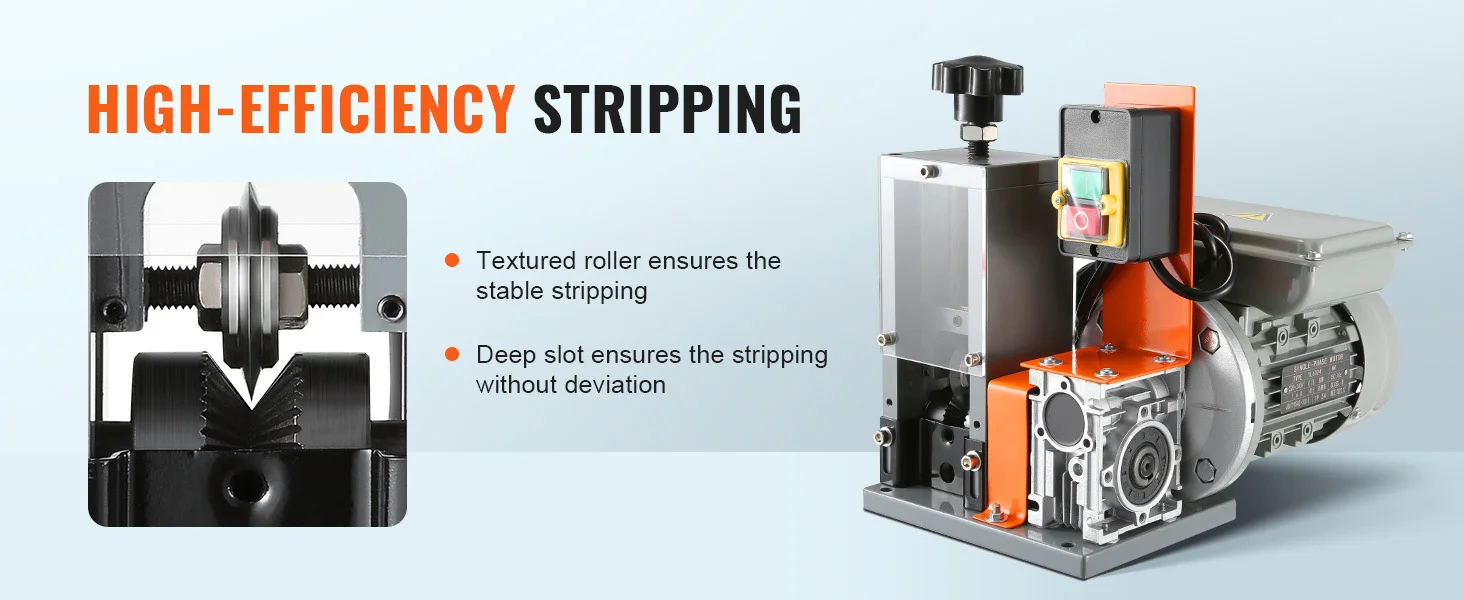 SucceBuy Electric Wire Stripping Machine 1.5-25mm Cable Stripper 180W 60ft/min 3 Feeding Holes Wire Peeler Scrap Copper Recycle