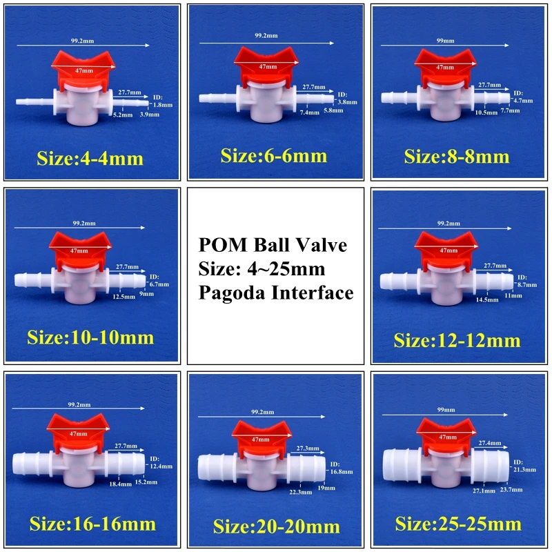 1~50pcs 4~25mm POM Ball Valve Drip Irrigation System Hose Pagoda Joint Aquarium Tank Air Pump Garden Water Connector Pipe Valve