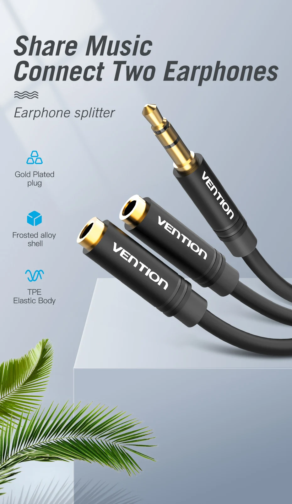 Vention Audio Splitter Jack 3.5 Cable Male to Female Double Jack for Laptop Speaker Headphone Splitter Aux Cable 3 5 Jack Cable