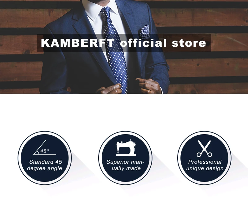 KAMBER Men's Tie Solid Color 8cm Silk Jacquard Necktie Green Red Ties for Men Formal Business Wedding Accessories Drop Shipping