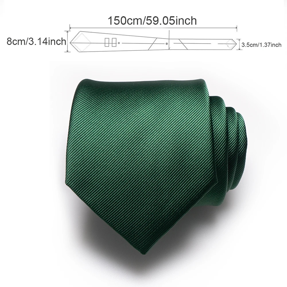 KAMBER Men's Tie Solid Color 8cm Silk Jacquard Necktie Green Red Ties for Men Formal Business Wedding Accessories Drop Shipping