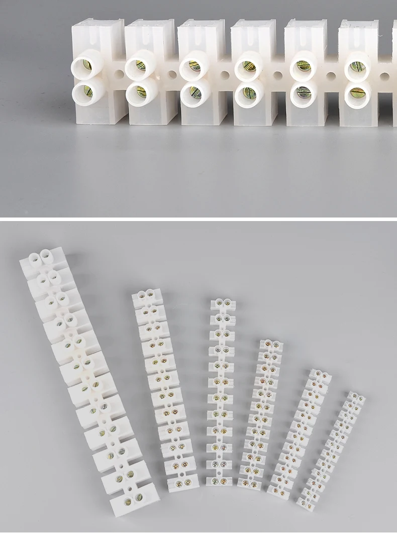 12 Position Barrier Screw X3-1012 Nylon Plastic Terminal Block 20A Transparent White Copper 380V Wire Connector Dual Row