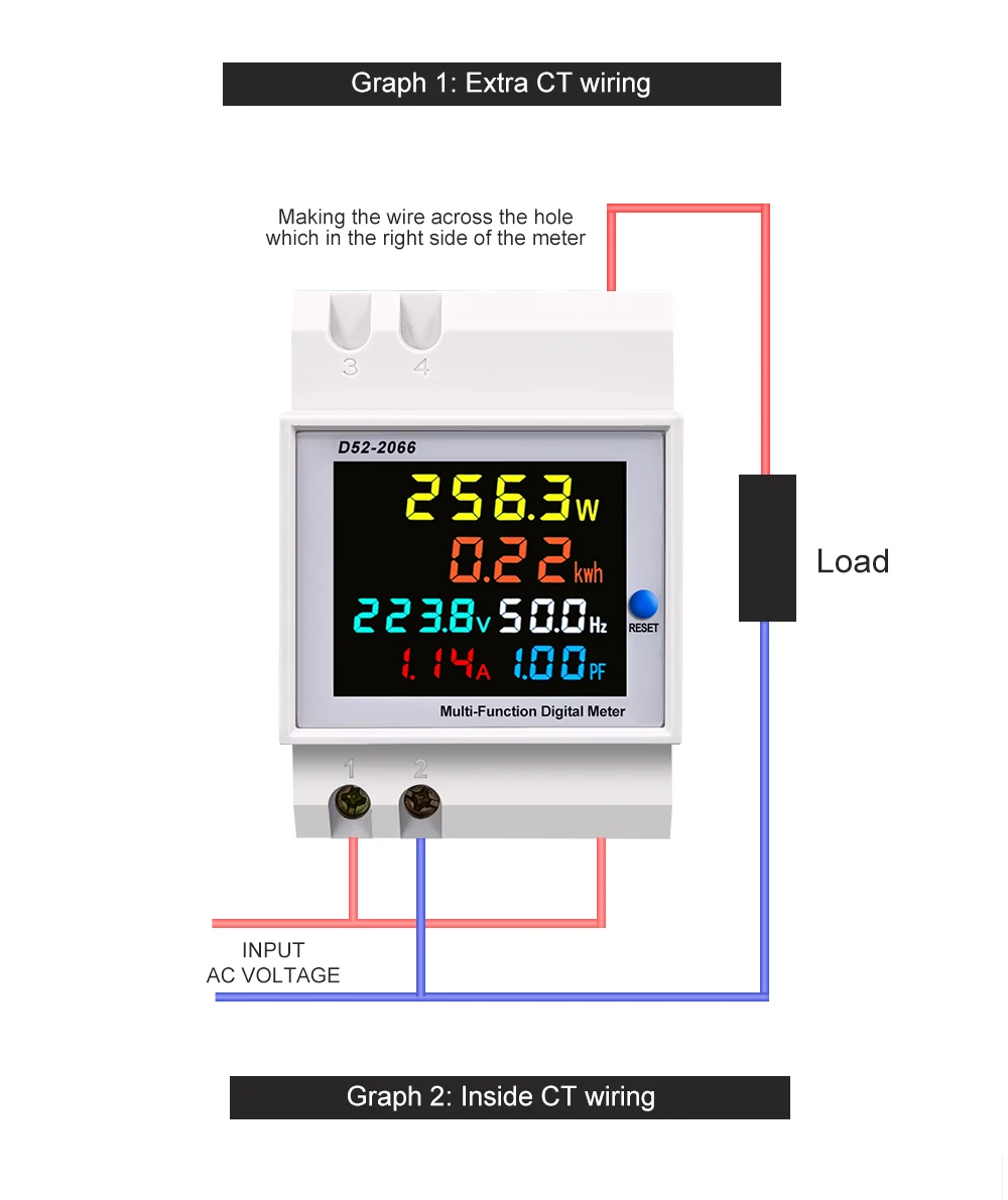 6IN1 din rail AC monitor 110V 220V 380V 100A Voltage Current Power Factor Active KWH Electric energy Frequency meter VOLT AMP