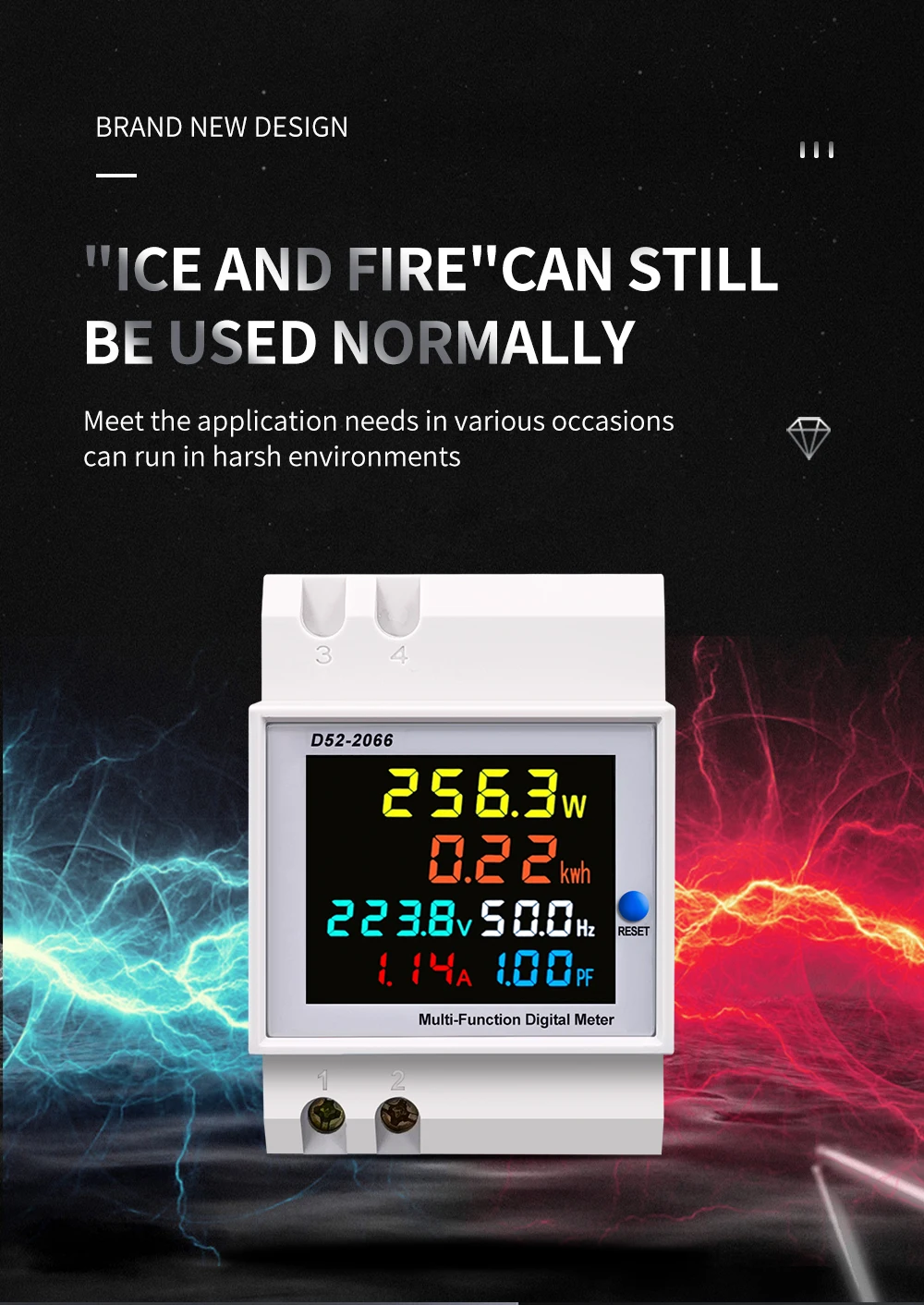 6IN1 din rail AC monitor 110V 220V 380V 100A Voltage Current Power Factor Active KWH Electric energy Frequency meter VOLT AMP