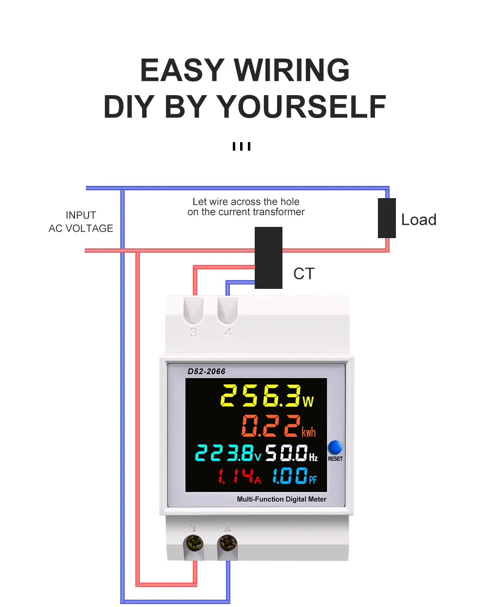 6IN1 din rail AC monitor 110V 220V 380V 100A Voltage Current Power Factor Active KWH Electric energy Frequency meter VOLT AMP