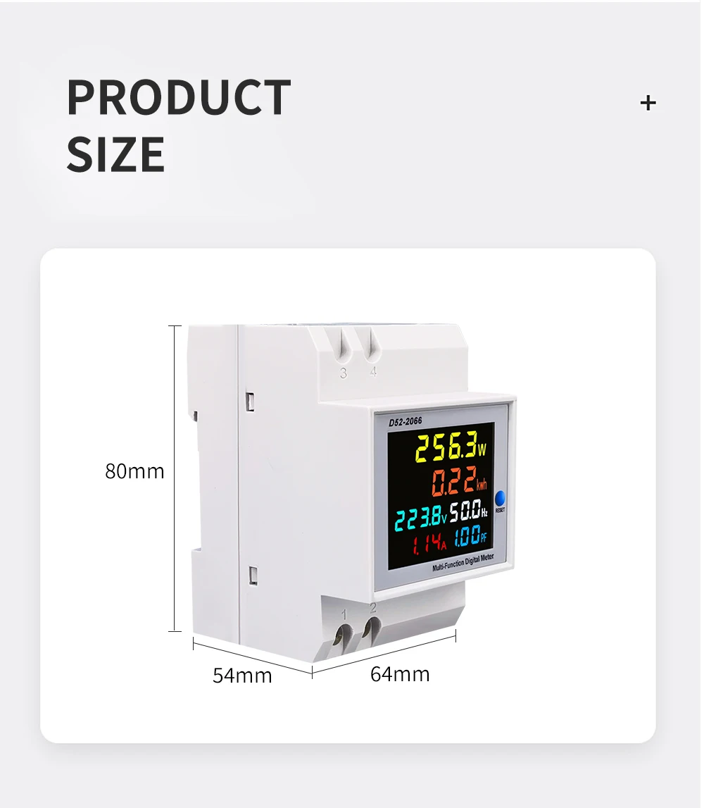 6IN1 din rail AC monitor 110V 220V 380V 100A Voltage Current Power Factor Active KWH Electric energy Frequency meter VOLT AMP
