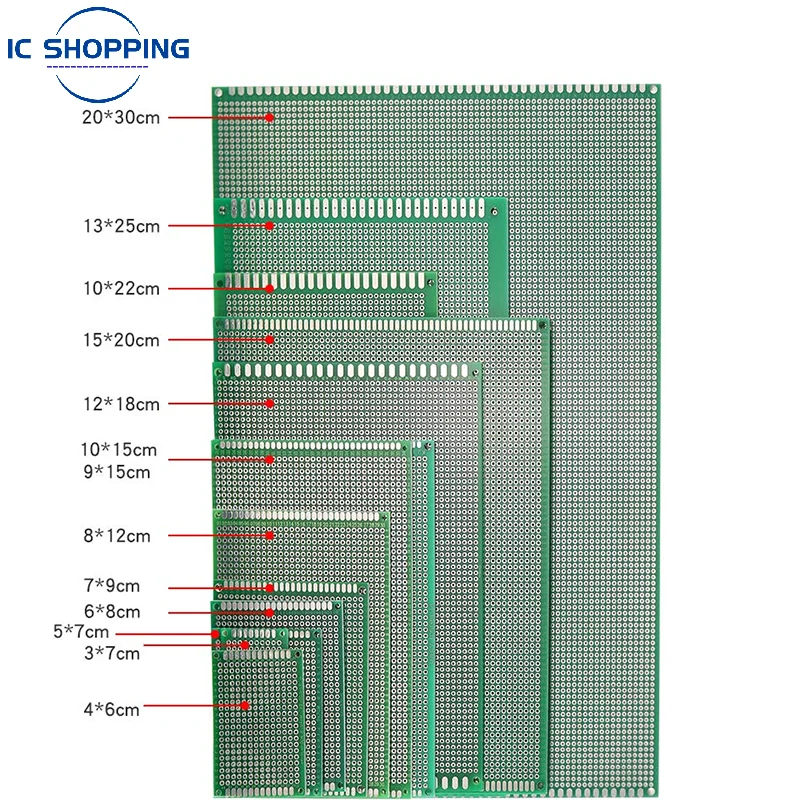 25PCS PCB Prototype Board Circuit Protoboard Universial Double Side Prototype Diy Pcb Kit 4X6cm 5X7cm 3X7cm 2X8cm 7x9cm Mixed