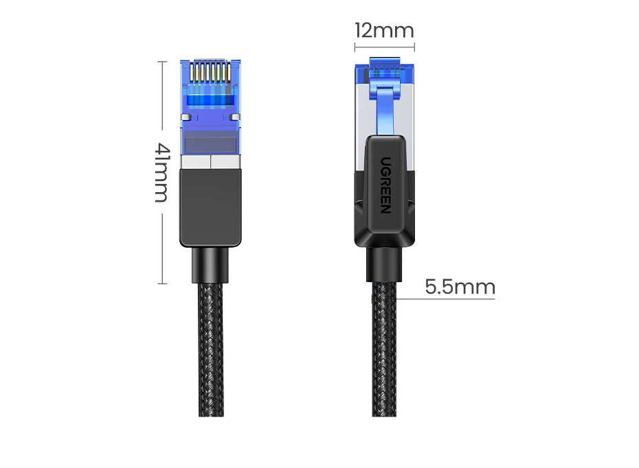 UGREEN Ethernet Cable CAT8 40Gbps Cotton Braided PVC Network Lan Cord for PC Modem Laptop PS 5/4 Router RJ45 Cable Ethernet