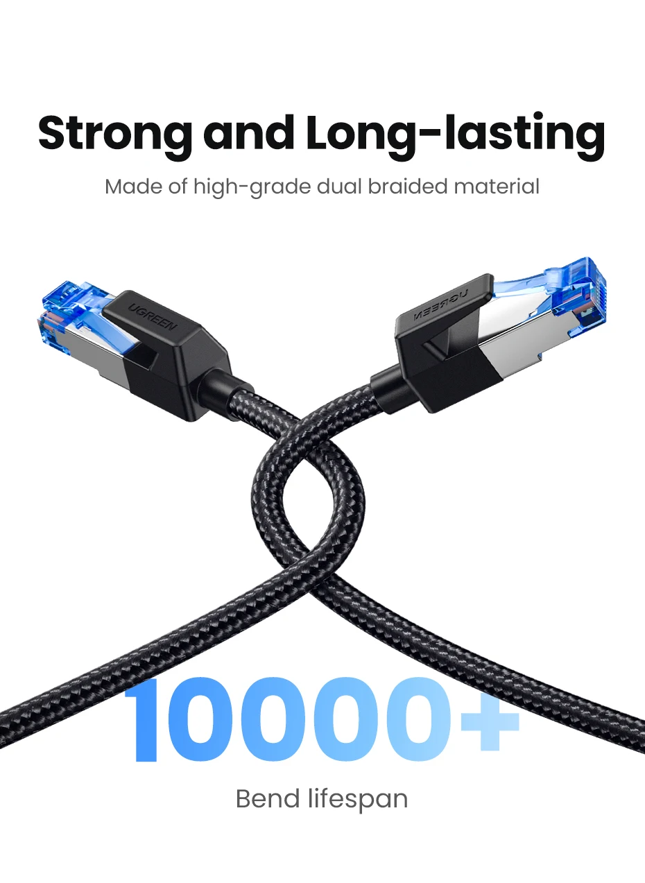 UGREEN Ethernet Cable CAT8 40Gbps Cotton Braided PVC Network Lan Cord for PC Modem Laptop PS 5/4 Router RJ45 Cable Ethernet