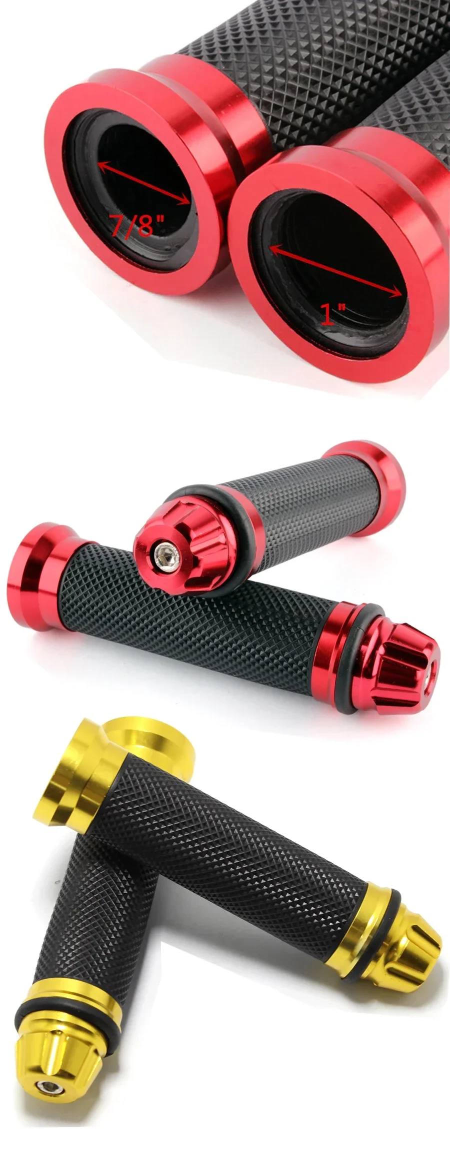 1 Pair Anti-Slip Motorcycle Grips Hand Handlebar Bar Bicycle Rubber Motorcycle Mountain Cycle Handle Handlebar Bar Grips