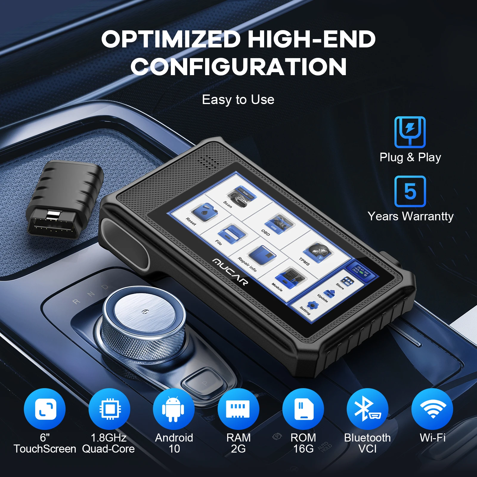 MUCAR VO6 Professional Car Diagnostic Tools Full System Diagnose 28 Resets Life Free Update Obd2 Scanner Auto VIN Code Reader