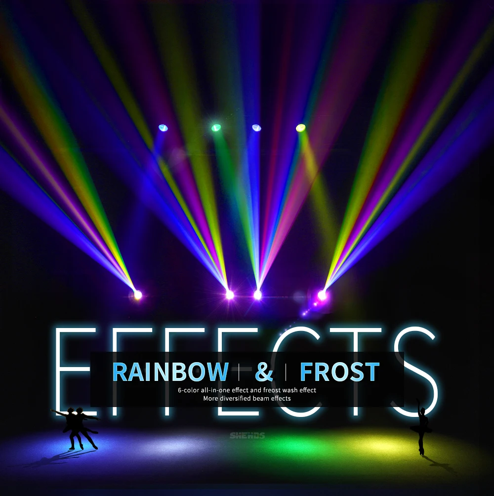 New Arrival SHEHDS 2PCS Bulb MINI 230W 7R Beam Moving Head Lighting with Flight Case Rainbow Wedding Nightclub Theater Disco