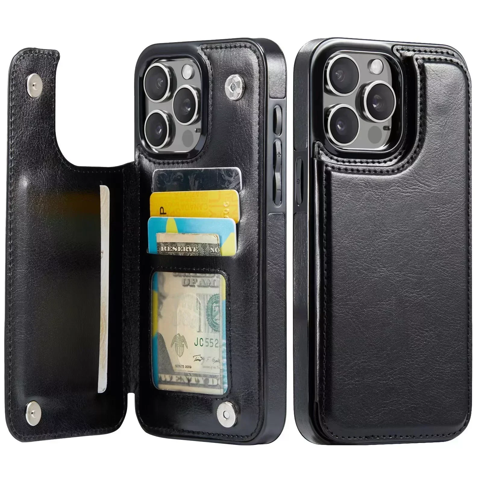 Wallet Card Holder Case for iPhone 16 15 14 13 12 11 Pro Max XS XR Leather Cover