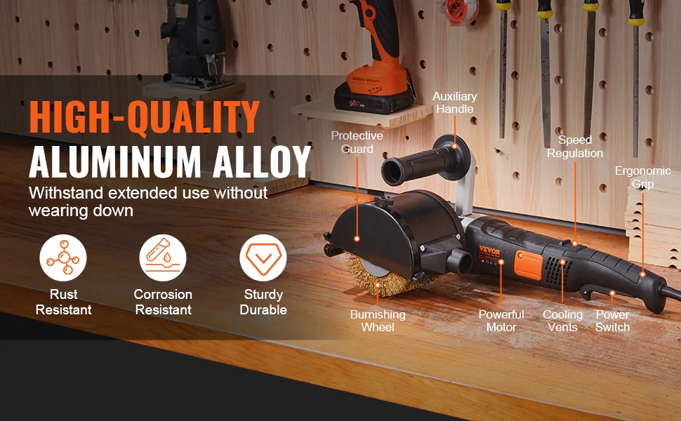 SucceBuy Burnishing Polishing Machine Variable Speed Surface Conditioning Tool Electric Metal Burnishing Machine for Wood Steel