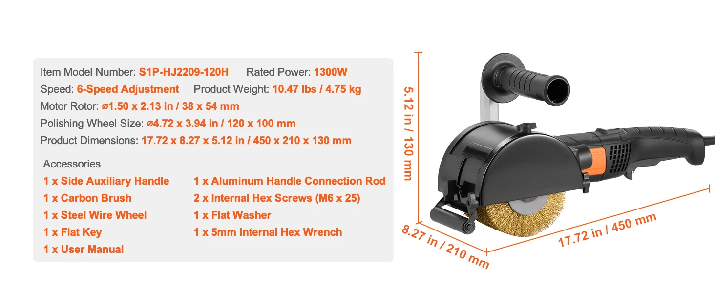 SucceBuy Burnishing Polishing Machine Variable Speed Surface Conditioning Tool Electric Metal Burnishing Machine for Wood Steel