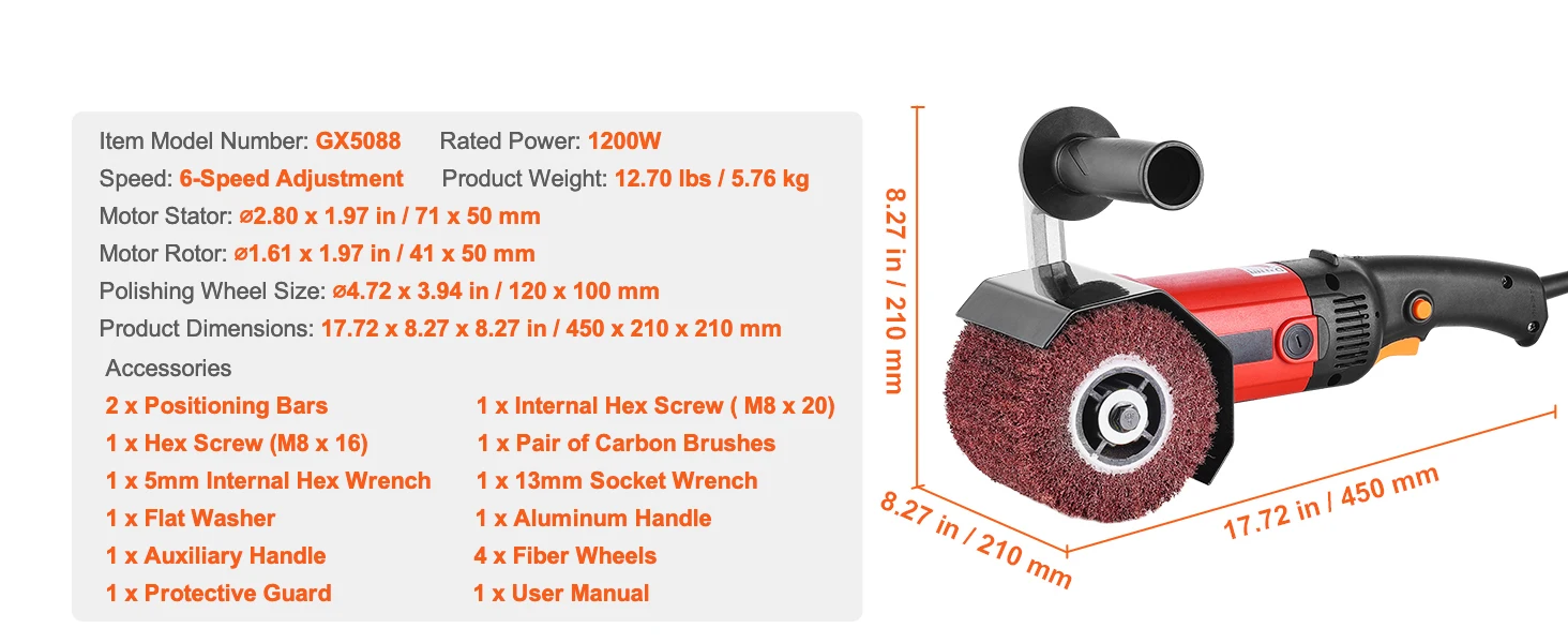 SucceBuy Burnishing Polishing Machine Variable Speed Surface Conditioning Tool Electric Metal Burnishing Machine for Wood Steel