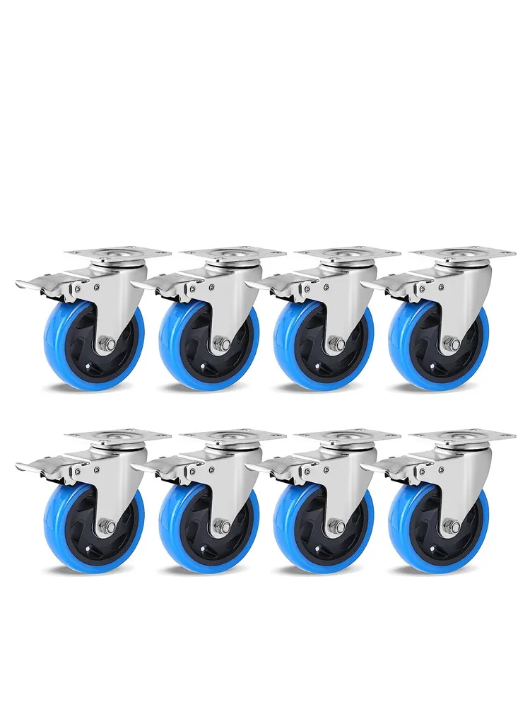 Set of Transport Rollers 100mm for Industrial Transport & Logistics 4/8x Swivel Casters with Brake, 150kg per Wheel