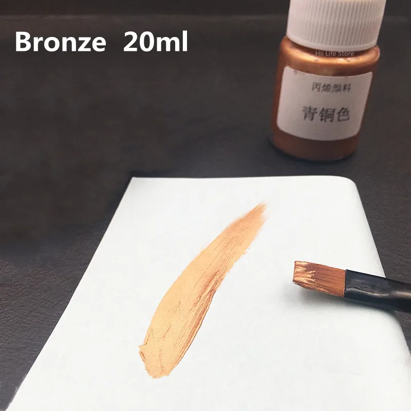 20ML Gold Metallic Acrylic Paint Waterproof Not Faded for Statuary Coloring DIY Hand Painted Clothes Liquid Graffiti Pigments