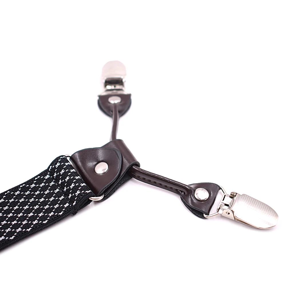 Vintage Suspenders for Men Heavy Duty Big Tall 3.5*120cm Wide Y Back 6 Metal Clips Adjustable Elastic Trouser Braces Strap Belt