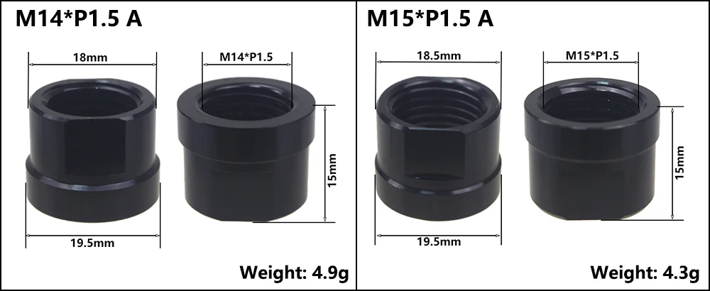 Bicycle Thru Axle Nut M12 M14 M15 Thread Axle Nuts Bike Hub Tube Shaft Skewer Cap for 1.0/1.25/1.5/1.75mm Thread pitch Thru Axle