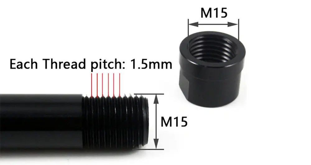 Bicycle Thru Axle Nut M12 M14 M15 Thread Axle Nuts Bike Hub Tube Shaft Skewer Cap for 1.0/1.25/1.5/1.75mm Thread pitch Thru Axle
