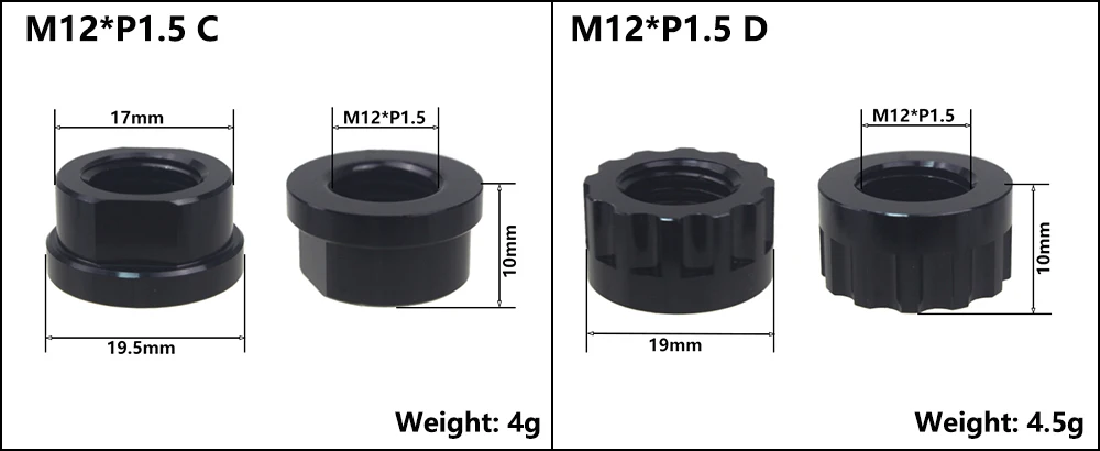Bicycle Thru Axle Nut M12 M14 M15 Thread Axle Nuts Bike Hub Tube Shaft Skewer Cap for 1.0/1.25/1.5/1.75mm Thread pitch Thru Axle