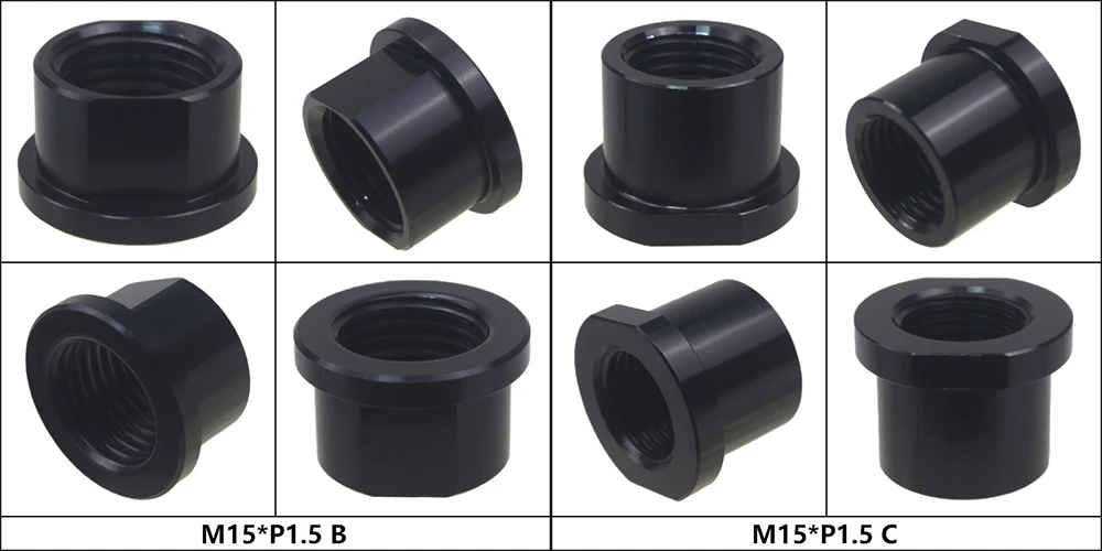 Bicycle Thru Axle Nut M12 M14 M15 Thread Axle Nuts Bike Hub Tube Shaft Skewer Cap for 1.0/1.25/1.5/1.75mm Thread pitch Thru Axle