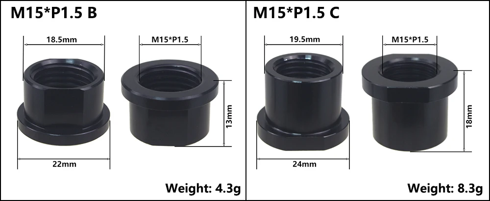 Bicycle Thru Axle Nut M12 M14 M15 Thread Axle Nuts Bike Hub Tube Shaft Skewer Cap for 1.0/1.25/1.5/1.75mm Thread pitch Thru Axle