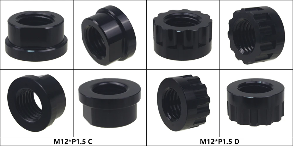 Bicycle Thru Axle Nut M12 M14 M15 Thread Axle Nuts Bike Hub Tube Shaft Skewer Cap for 1.0/1.25/1.5/1.75mm Thread pitch Thru Axle
