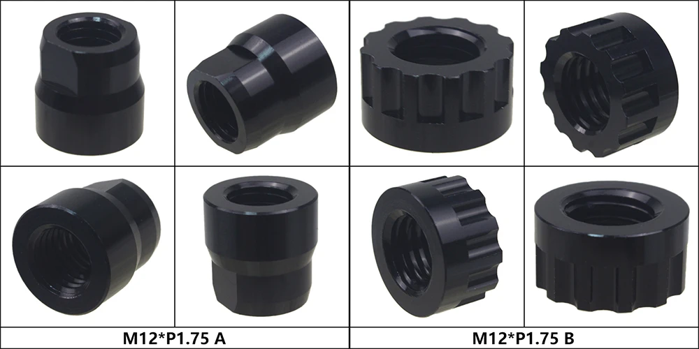 Bicycle Thru Axle Nut M12 M14 M15 Thread Axle Nuts Bike Hub Tube Shaft Skewer Cap for 1.0/1.25/1.5/1.75mm Thread pitch Thru Axle