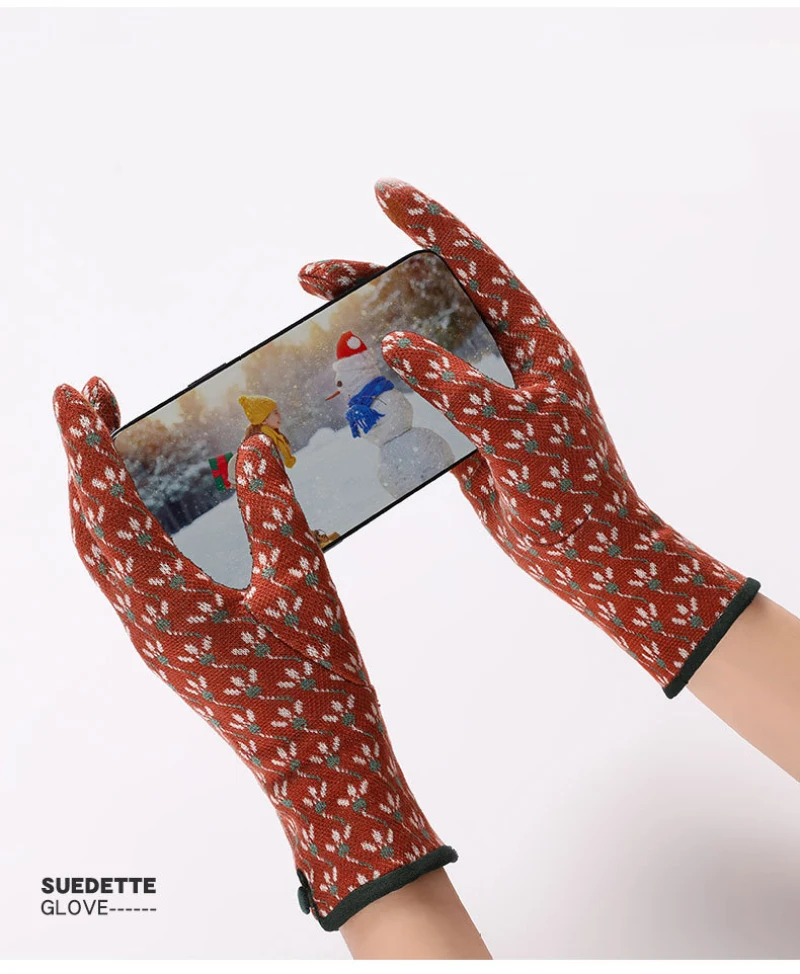 Women Autumn Winter Warm Touch Screen Thin Section Not Bloated Outdoor Cycling Drive Fashion Personality Leopard Elegant Gloves