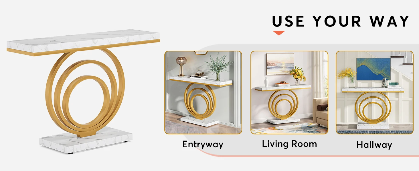 Tribesigns 41-Inch Gold Entryway Table, Modern Console Table Narrow Long, Contemporary Accent Table for Living Room