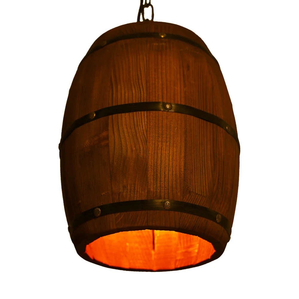 Retro Wood Wine Barrel Pendant Light,Industrial Ceiling Lamp ,Vintage Chandelier Light Fixtures for Bar Cafe Home Restaurant