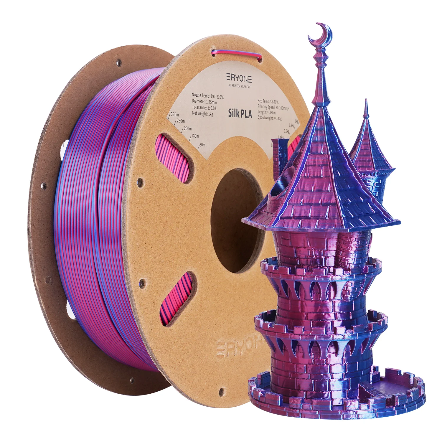 ERYONE Promotion New Dual Color Filament Matte Silk PLA For FDM 3D Printer Color Changing 1.75mm ±0.03 Fast delivery