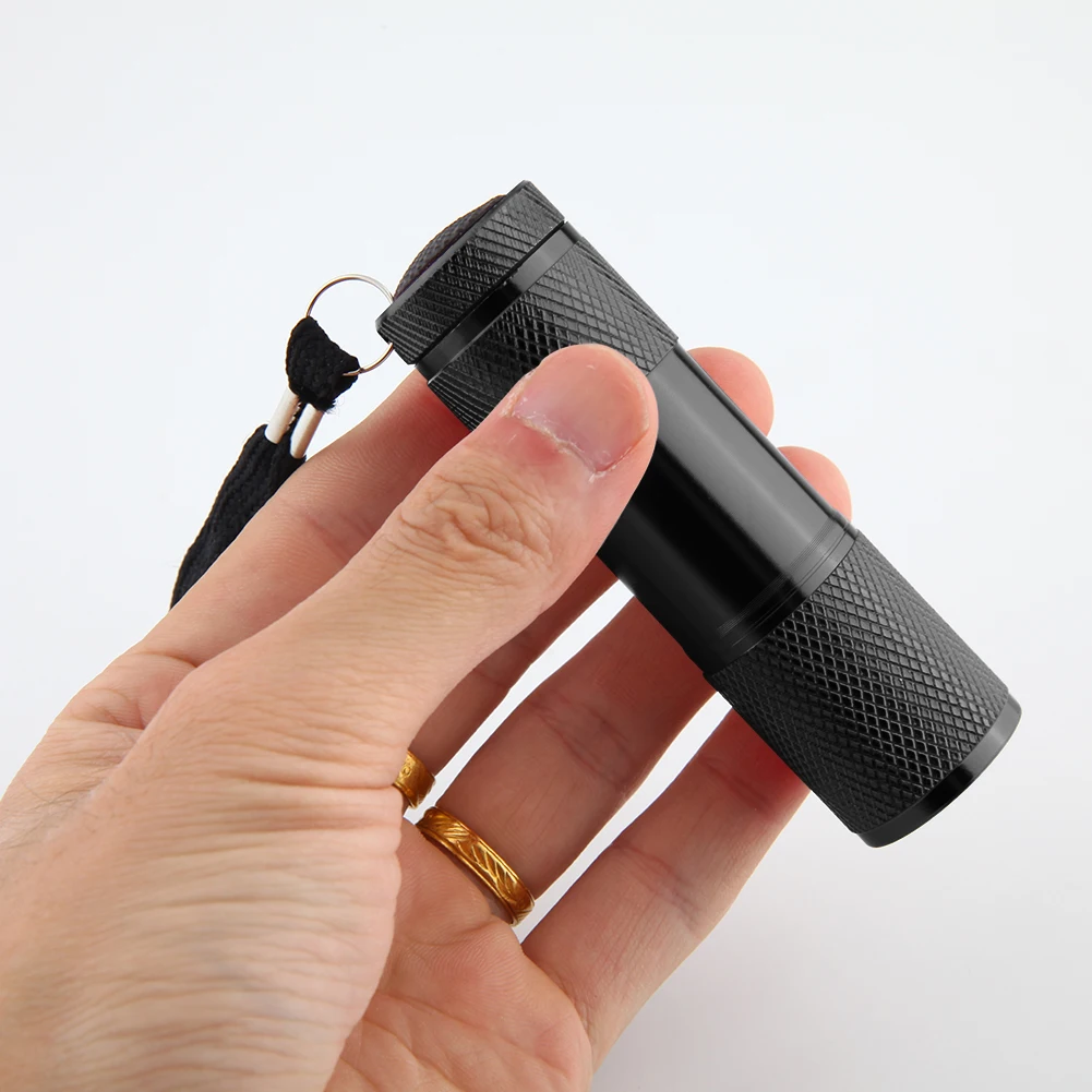 9LED Texture Camping Light Aluminum Alloy Mini 2W Ultraviolet Flashlights AAA Battery Powered 395nm Backlight Anti-Skid Home Use